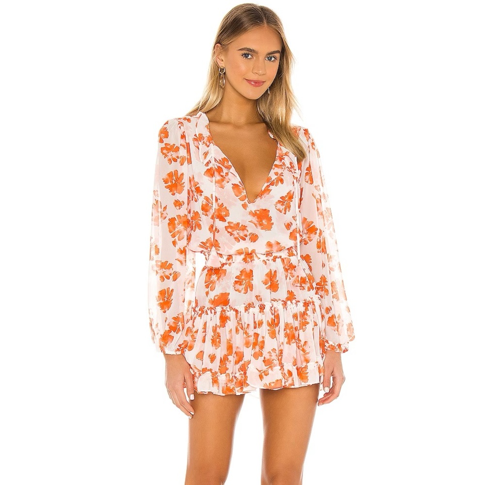 Misa Los Angeles Lorena Dress in Orange Tie Dye